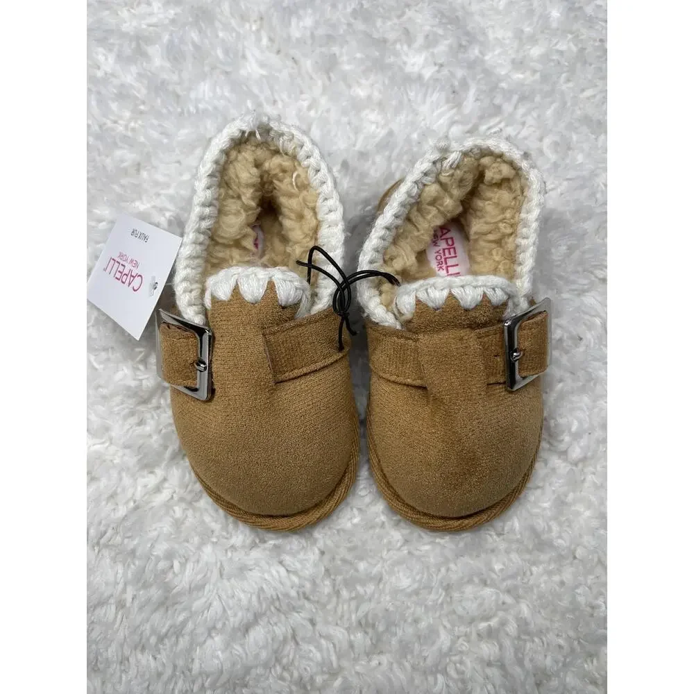 Capelli New York Shearling Ankle Boot Shoe Baby Size 4/5 Brown Faux Suede Buckle